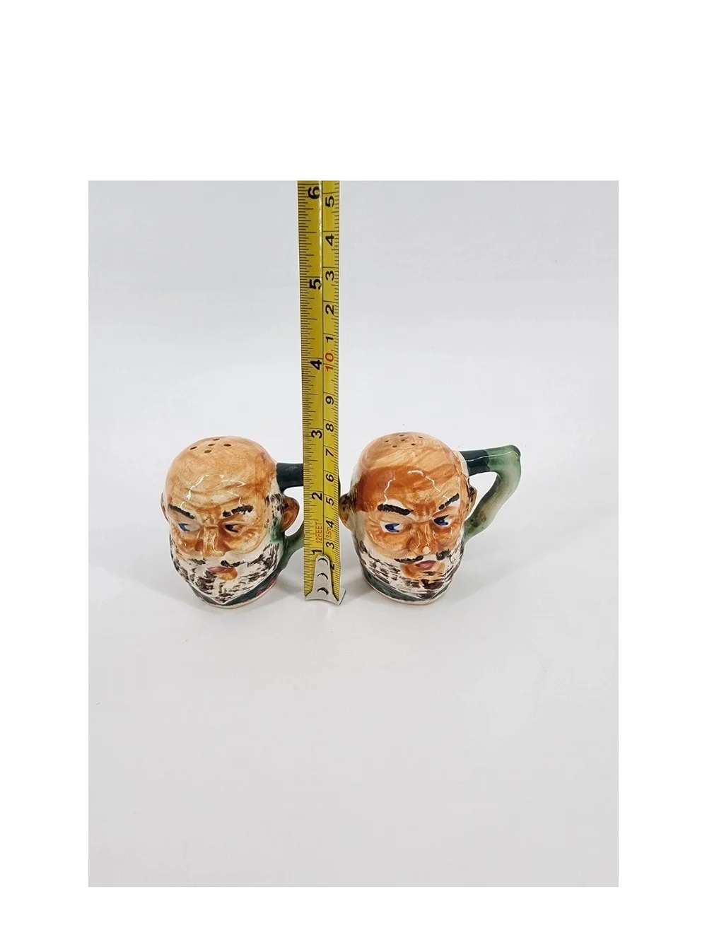 Vintage Japan Hand-Painted Ceramic Old Men Salt & Pepper Shakers - By Toby